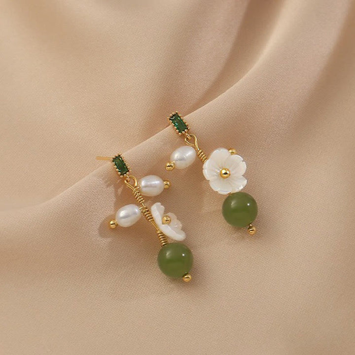 Buddha Stones, Hetian-Jade, Perlen, Blumenohrringe – Symbol für Wohlstand und Fülle - image 6
