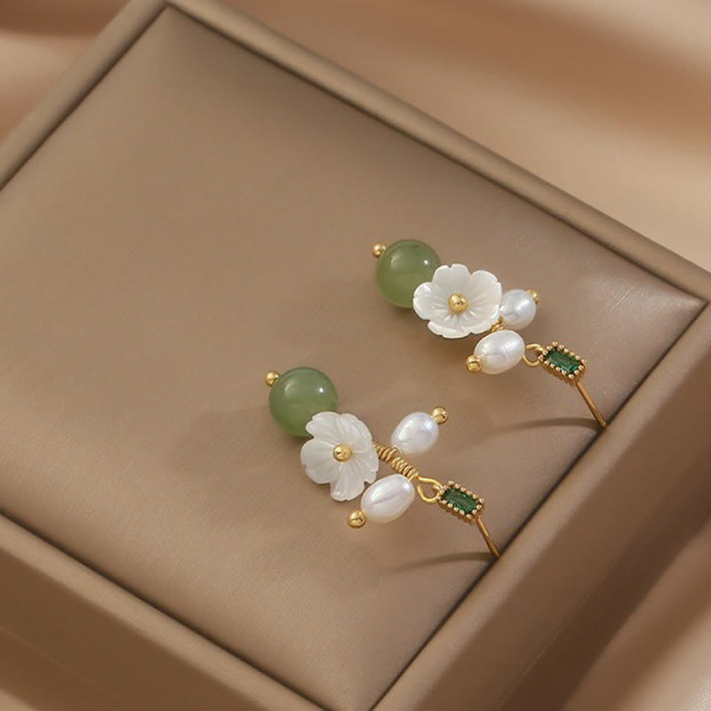 Buddha Stones, Hetian-Jade, Perlen, Blumenohrringe – Symbol für Wohlstand und Fülle - image 2