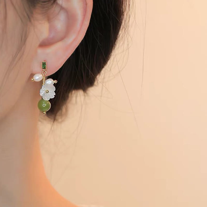 Buddha Stones, Hetian-Jade, Perlen, Blumenohrringe – Symbol für Wohlstand und Fülle - image 7