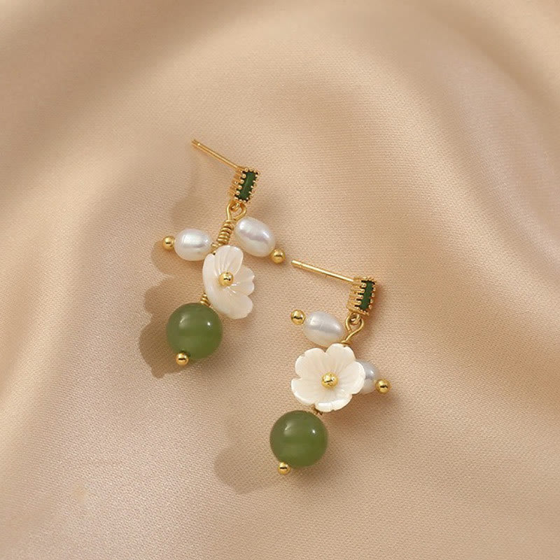 Buddha Stones, Hetian-Jade, Perlen, Blumenohrringe – Symbol für Wohlstand und Fülle - image 5