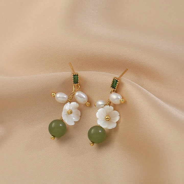 Buddha Stones, Hetian-Jade, Perlen, Blumenohrringe – Symbol für Wohlstand und Fülle - image 4