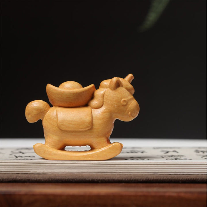 Buddha Stones, Jahr des Pferdes, Grünes Sandelholz, Rotes Sandelholz, Lindenholz, Geschnitzter Barren, Positive Dekoration - Lindenholz (66*48*24mm) - image 5