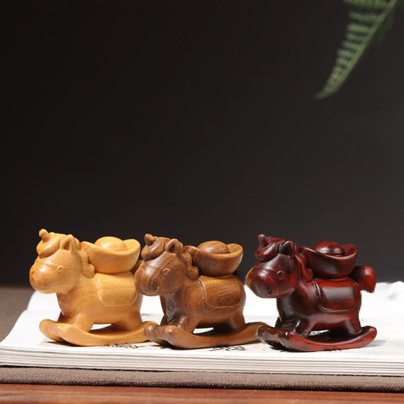 Buddha Stones, Jahr des Pferdes, Grünes Sandelholz, Rotes Sandelholz, Lindenholz, Geschnitzter Barren, Positive Dekoration - image 6