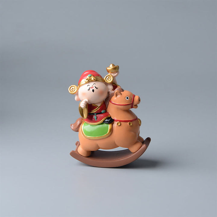 Buddha Stones, Jahr des Pferdes, Gott des Reichtums, Geldsack, Erfolg, Wohlstand, Schreibtischdekoration - Sandbraunes Pferd & Gott des Reichtums (11 x 8,5 x 4,5 cm) - image 1