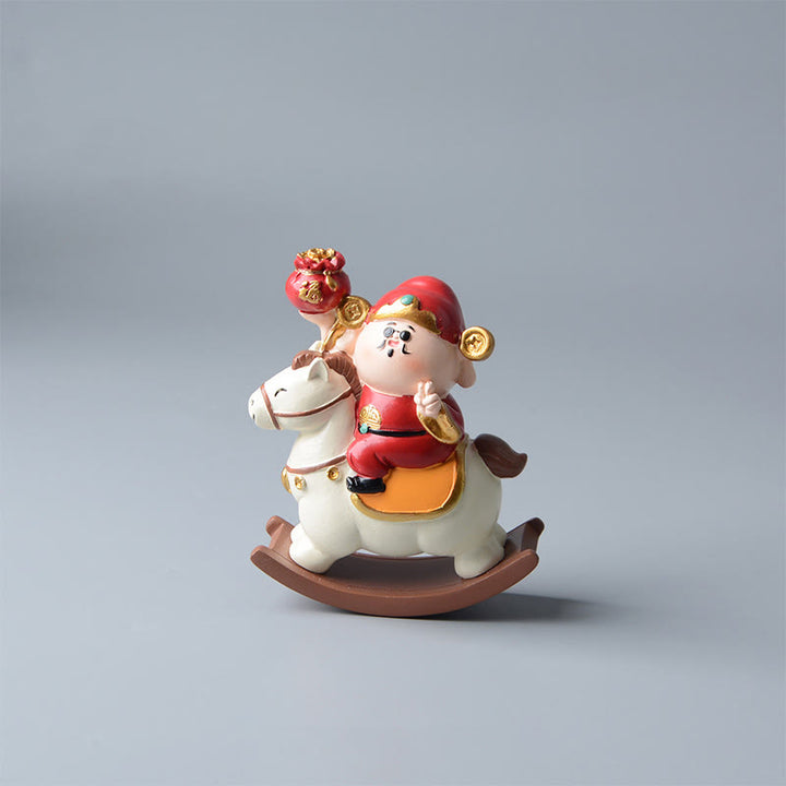 Buddha Stones, Jahr des Pferdes, Gott des Reichtums, Geldsack, Erfolg, Wohlstand, Schreibtischdekoration - Weißes Pferd & Gott des Reichtums (11 x 8,5 x 4,5 cm) - image 2