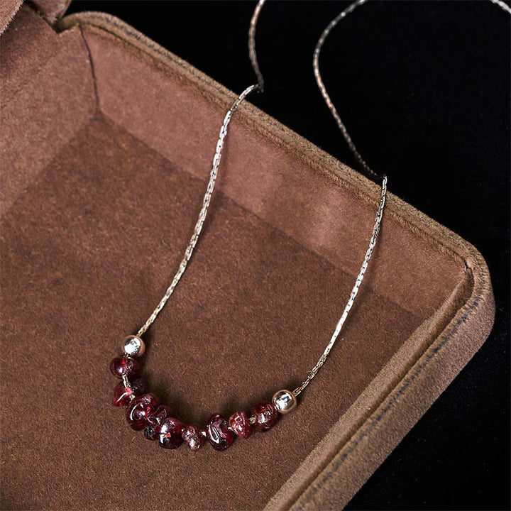 Buddha Stones: Halskette mit Anhänger aus schwarzem Obsidian, Rauchquarz, Granat, Aquamarin, Erdbeerquarz und rosa Kristall. - image 16