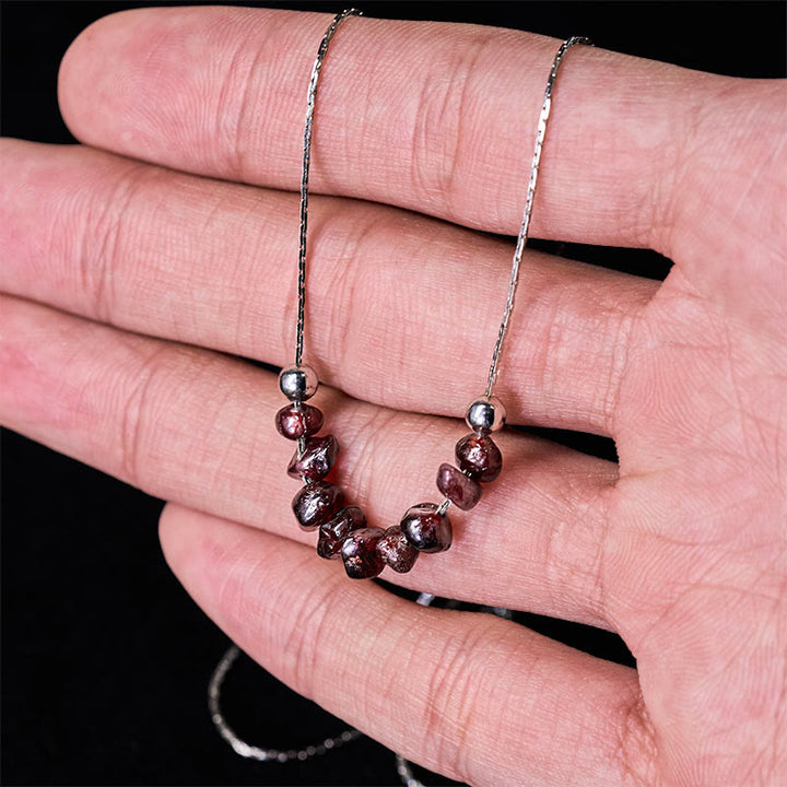 Buddha Stones: Halskette mit Anhänger aus schwarzem Obsidian, Rauchquarz, Granat, Aquamarin, Erdbeerquarz und rosa Kristall. - image 18