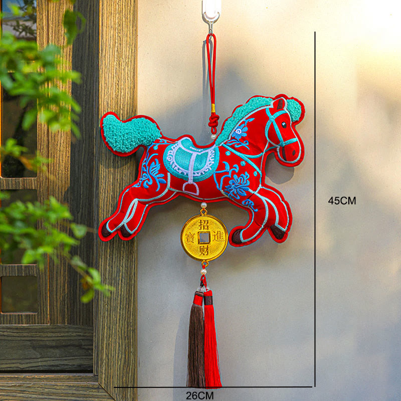 Buddha Stones, Jahr des Pferdes, Stickerei, Kupfermünzen, Glockenanhänger, Quaste, Reichtum, Erfolg, Hängedekoration - image 5