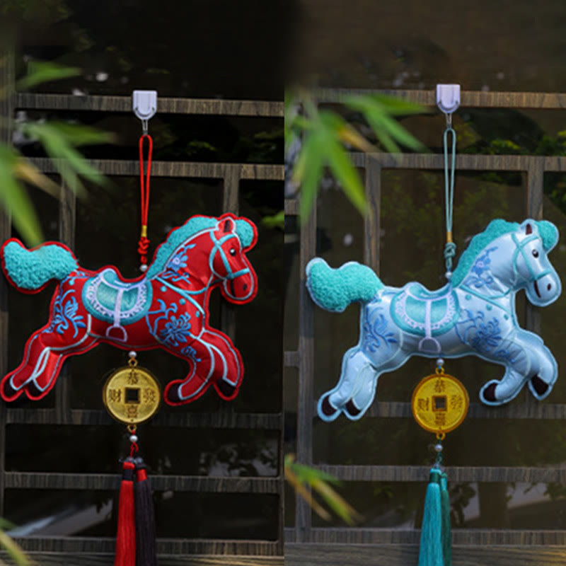 Buddha Stones, Jahr des Pferdes, Stickerei, Kupfermünzen, Glockenanhänger, Quaste, Reichtum, Erfolg, Hängedekoration - image 6