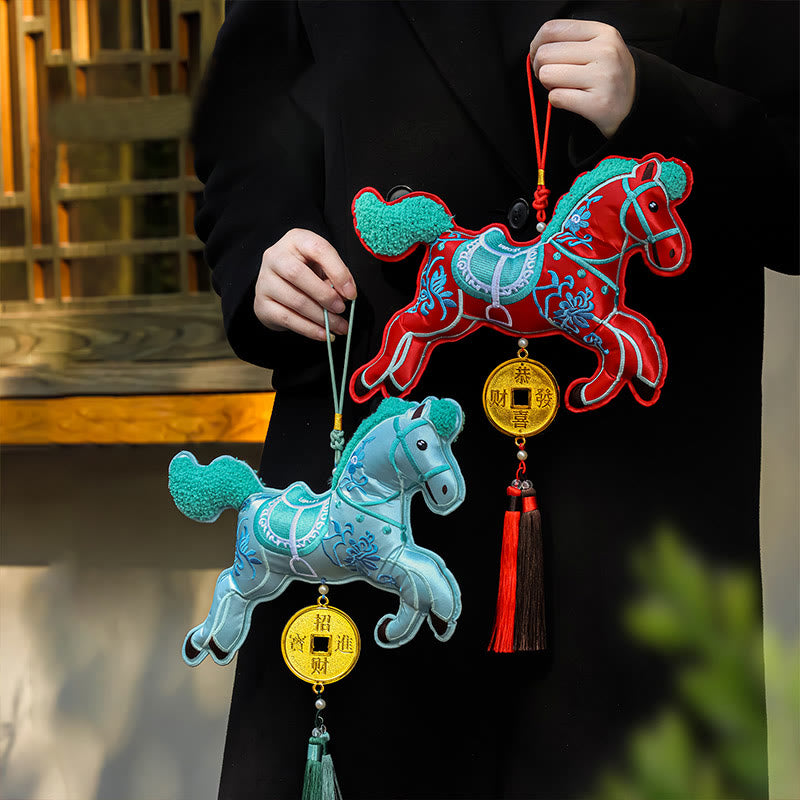 Buddha Stones, Jahr des Pferdes, Stickerei, Kupfermünzen, Glockenanhänger, Quaste, Reichtum, Erfolg, Hängedekoration - image 0