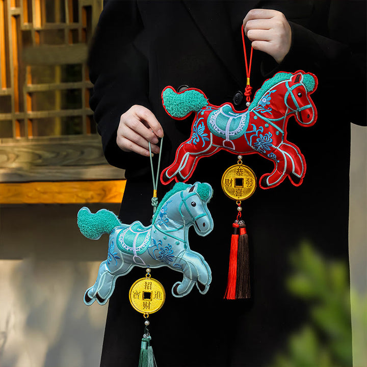 Buddha Stones, Jahr des Pferdes, Stickerei, Kupfermünzen, Glockenanhänger, Quaste, Reichtum, Erfolg, Hängedekoration - image 0