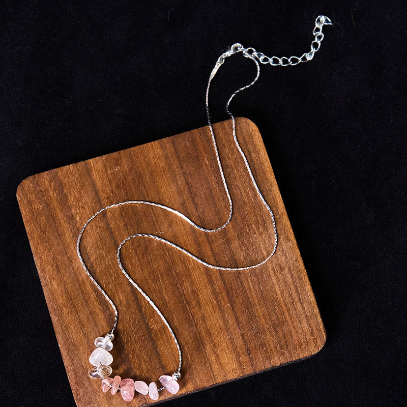 Buddha Stones: Halskette mit Anhänger aus schwarzem Obsidian, Rauchquarz, Granat, Aquamarin, Erdbeerquarz und rosa Kristall. - image 23