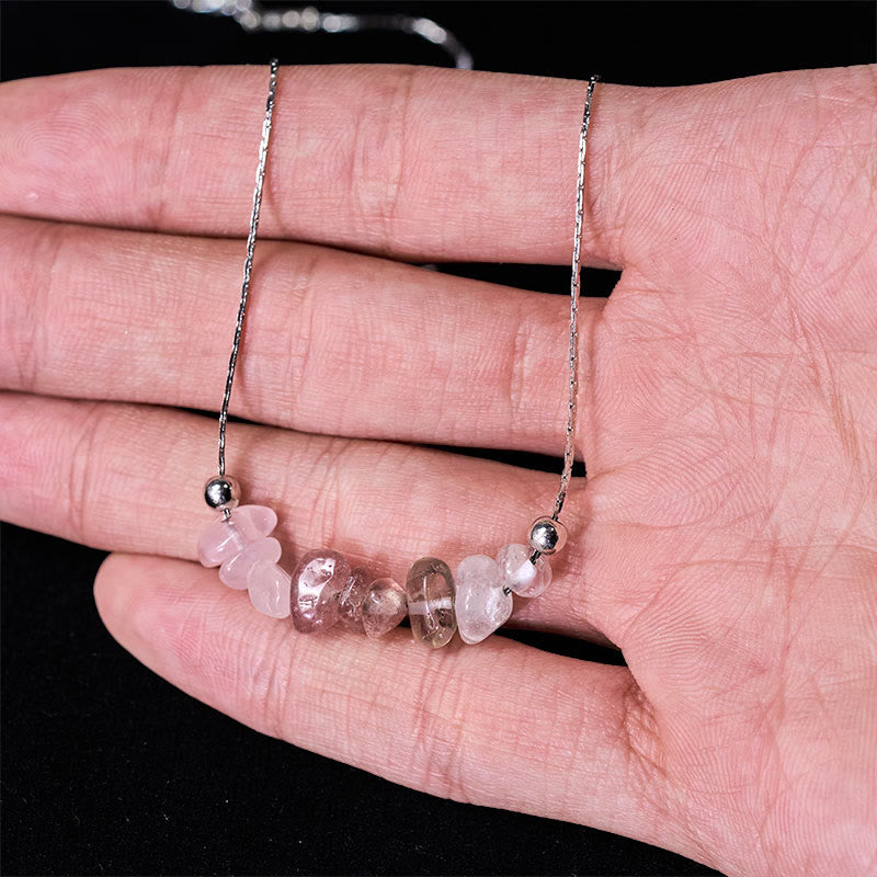 Buddha Stones: Halskette mit Anhänger aus schwarzem Obsidian, Rauchquarz, Granat, Aquamarin, Erdbeerquarz und rosa Kristall. - image 24