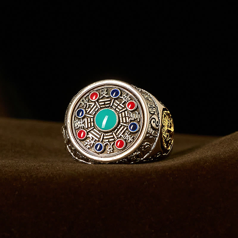 Buddha Stones, Kupfer-Bagua-Kupfermünzen, Reichtum, drehbarer, verstellbarer Ring - image 1