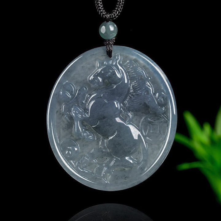 Buddha Stones ​​Jade-Halskette mit Anhängern – Symbol für Glück und Fülle im Jahr des Pferdes - Jadepferd - image 0
