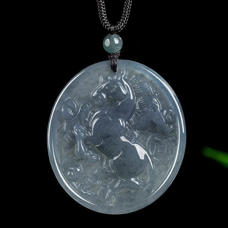 Buddha Stones ​​Jade-Halskette mit Anhängern – Symbol für Glück und Fülle im Jahr des Pferdes - image 2