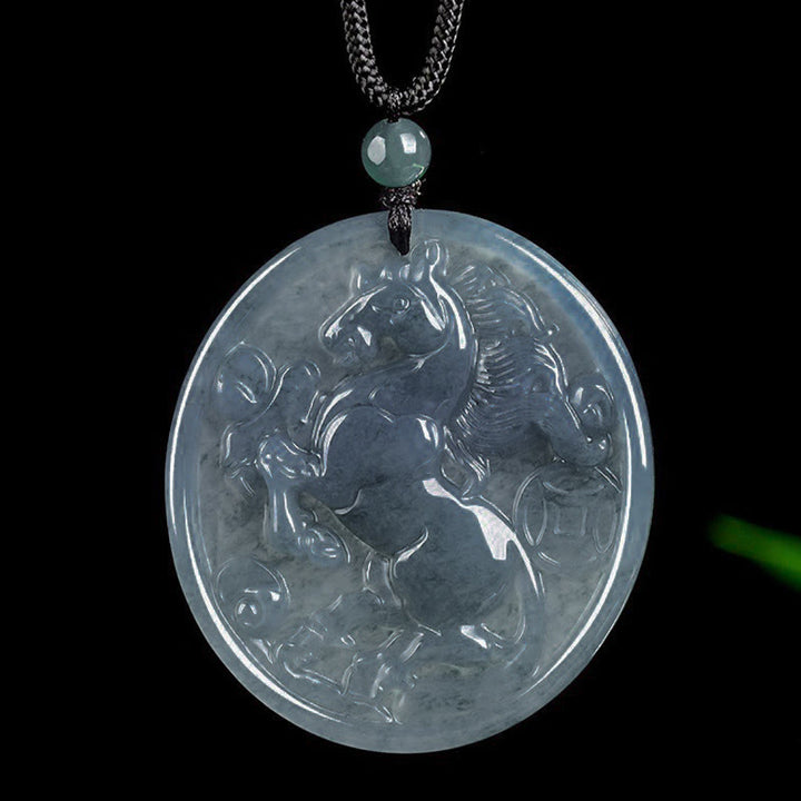 Buddha Stones ​​Jade-Halskette mit Anhängern – Symbol für Glück und Fülle im Jahr des Pferdes - image 2