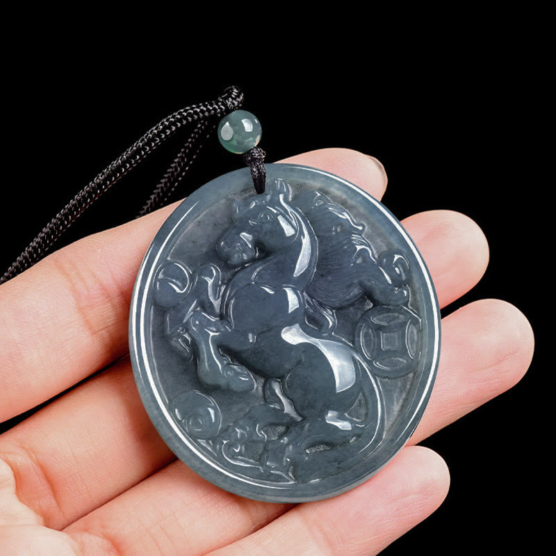 Buddha Stones ​​Jade-Halskette mit Anhängern – Symbol für Glück und Fülle im Jahr des Pferdes - image 8