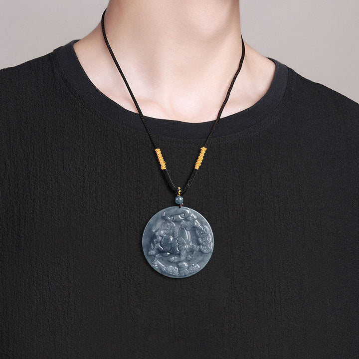 Buddha Stones ​​Jahr des Pferdes Jade Wohlstands- und Fülle-Halskette Anhänger - image 4
