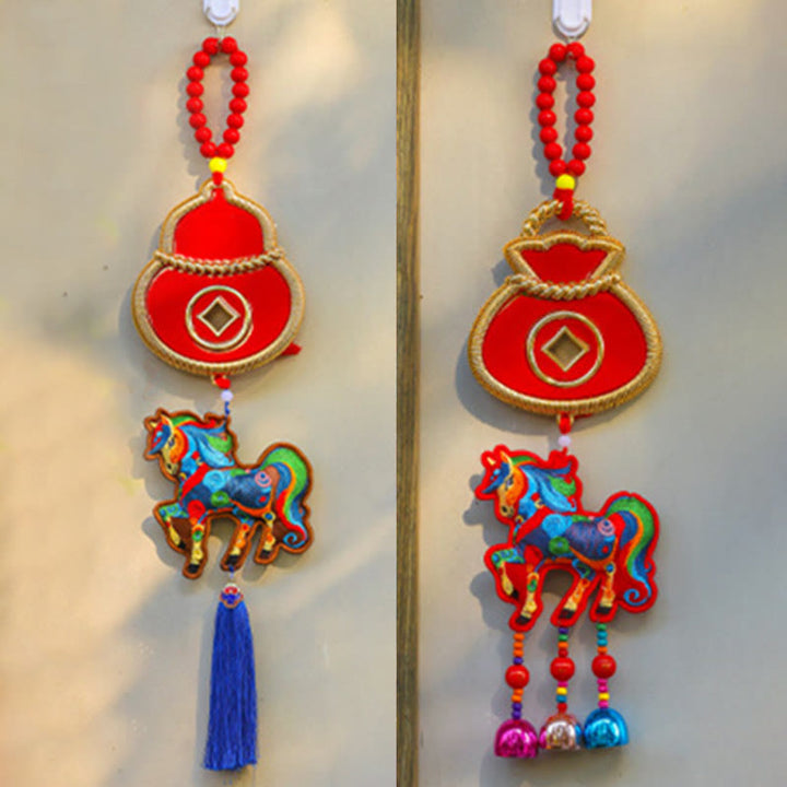 Buddha Stones, Jahr des Pferdes, Stickerei, Geldbeutel, Kürbis, Kupfermünzen, Glocke, Anhänger, Erfolg, Hängedekoration - image 15