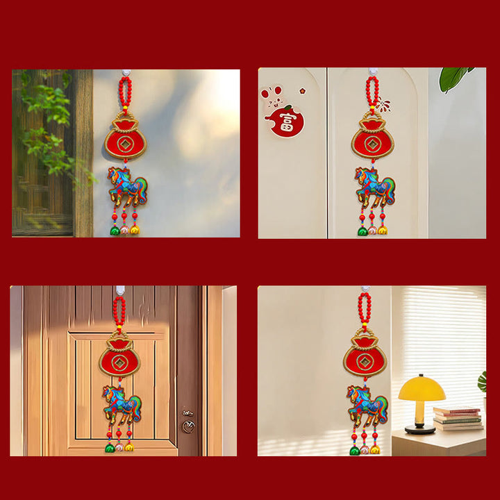 Buddha Stones, Jahr des Pferdes, Stickerei, Geldbeutel, Kürbis, Kupfermünzen, Glocke, Anhänger, Erfolg, Hängedekoration - image 21