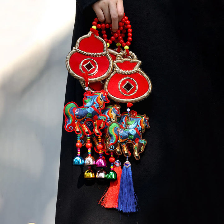 Buddha Stones, Jahr des Pferdes, Stickerei, Geldbeutel, Kürbis, Kupfermünzen, Glocke, Anhänger, Erfolg, Hängedekoration - image 18