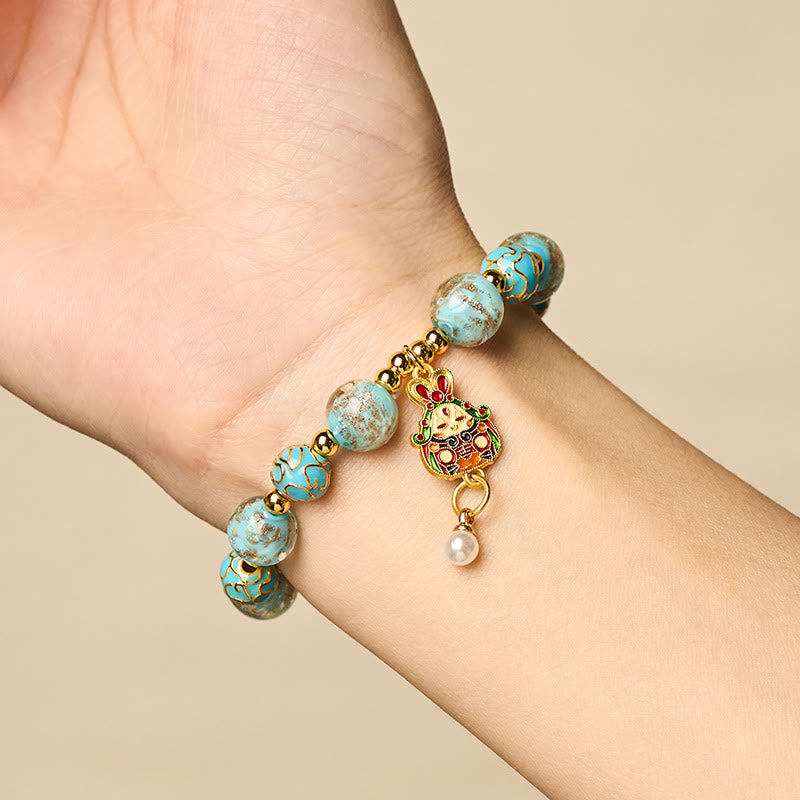 Buddha Stones, Hasen-Liuli-Glas-Glücksarmband - image 4