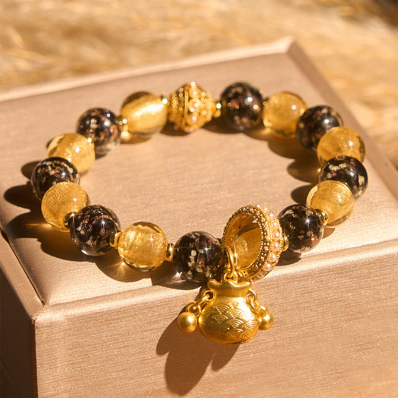 Buddha Stones ​​Fu-Charakter Liuli Glas Segensarmband - Liuli Glass Fu Charakter (Handgelenkumfang: 15-16 cm) - image 0