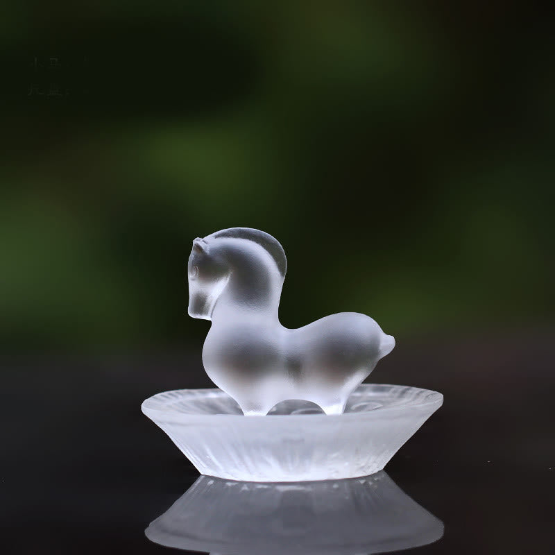 Buddha Stones, Jahr des Pferdes, Lotus-Kapsel, Lotusblatt, Liuli-Kristall-Kunstwerk, Energie-Dekoration für Zuhause oder Büro - Horse&Lotus Pod Pad - image 11