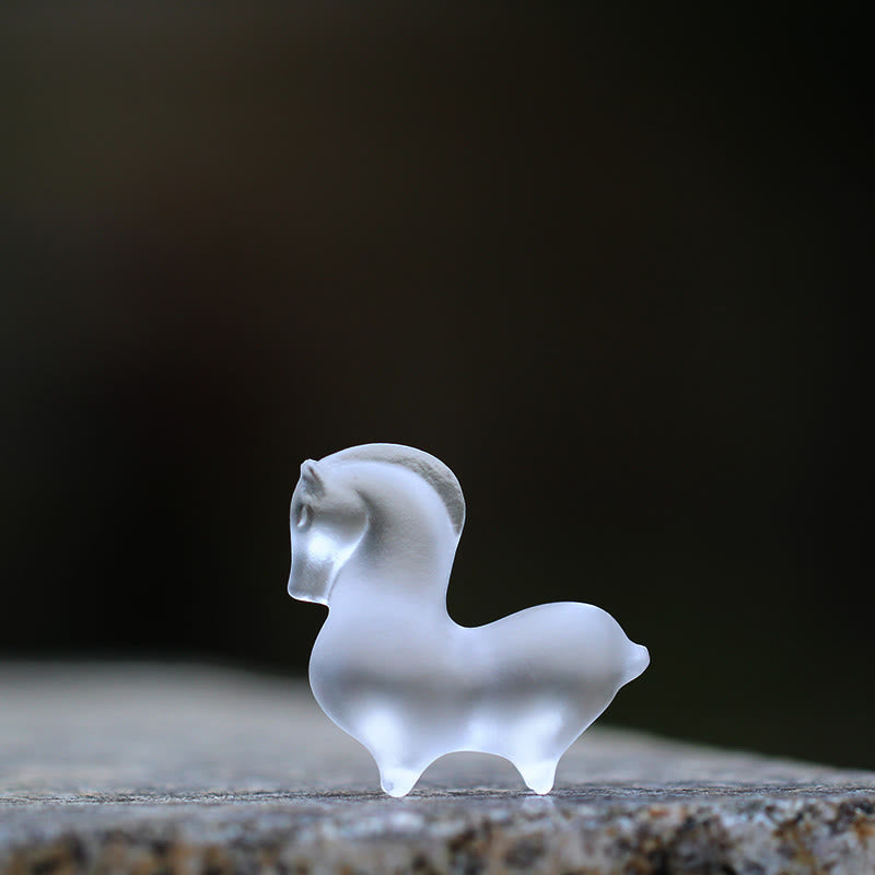 Buddha Stones, Jahr des Pferdes, Lotus-Kapsel, Lotusblatt, Liuli-Kristall-Kunstwerk, Energie-Dekoration für Zuhause oder Büro - Pferd 4,5 x 2 x 4,2 cm - image 18