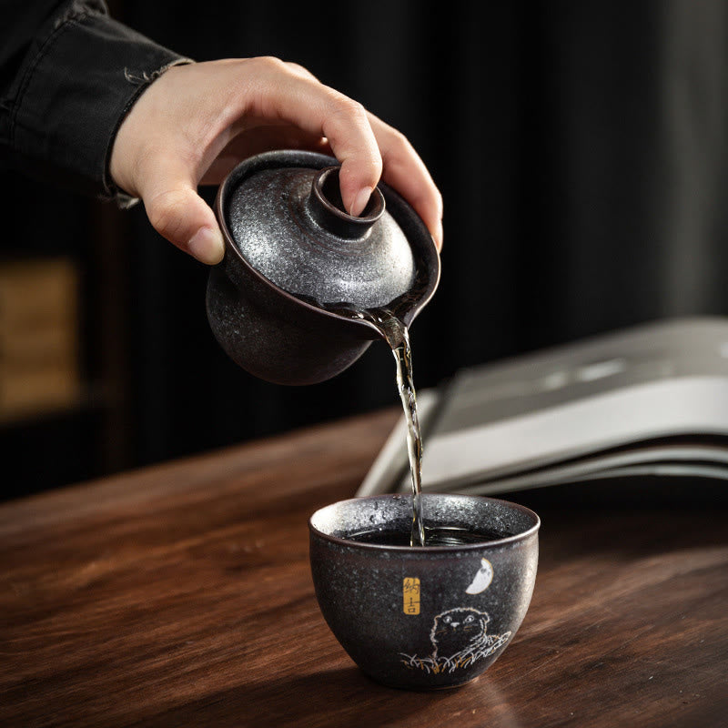Buddha Stones, niedliche Katzen-Teetasse, Kung-Fu-Teetasse  - Set „Gutes Glück annehmen“ - image 12