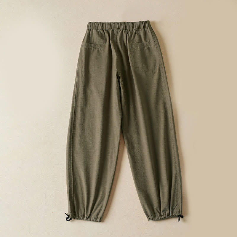 Buddha Stones Herbst-Cargohose für Damen aus Baumwolle mit Kordelzug, Länge 7-8, mit Taschen - image 1