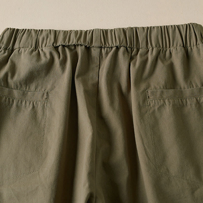 Buddha Stones Herbst-Cargohose für Damen aus Baumwolle mit Kordelzug, Länge 7-8, mit Taschen - image 4