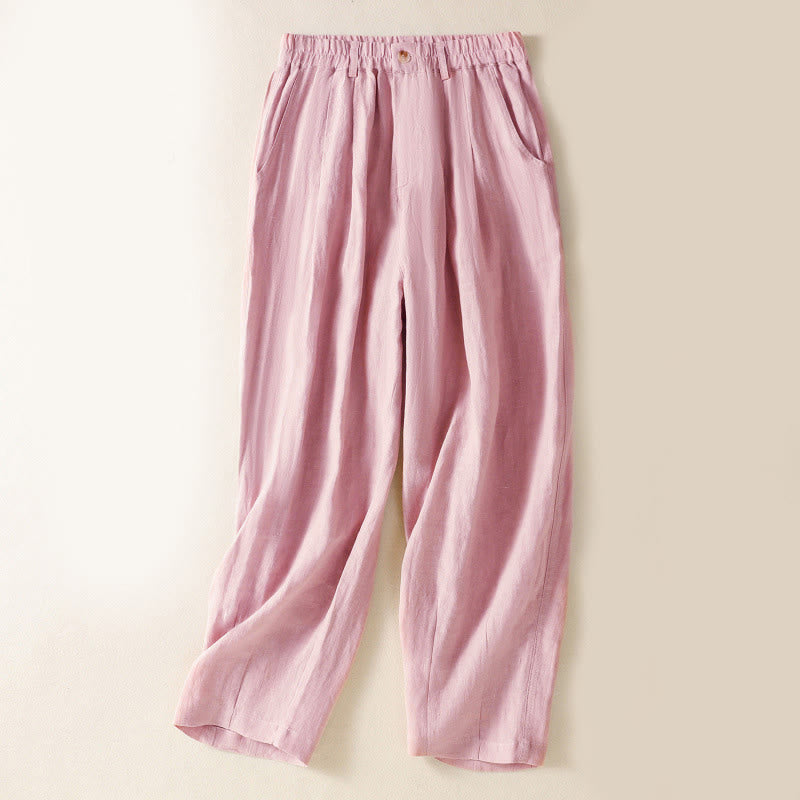 Buddha Stones Sommerhose für Damen, knöchellang, mit Knopfleiste und Reißverschluss sowie Taschen - Hellrosa - US 8-10, UK/AU 12-14, EU 40-42 (2XL) - image 8