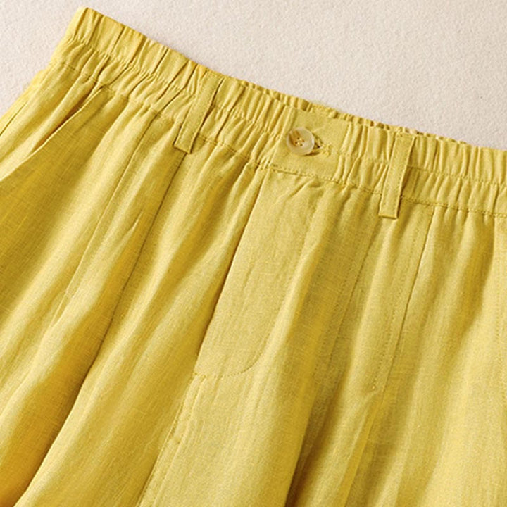 Buddha Stones Sommerhose für Damen, knöchellang, mit Knopfleiste und Reißverschluss sowie Taschen - image 4