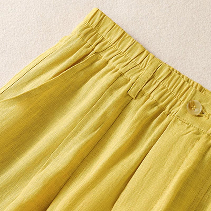 Buddha Stones Sommerhose für Damen, knöchellang, mit Knopfleiste und Reißverschluss sowie Taschen - image 5