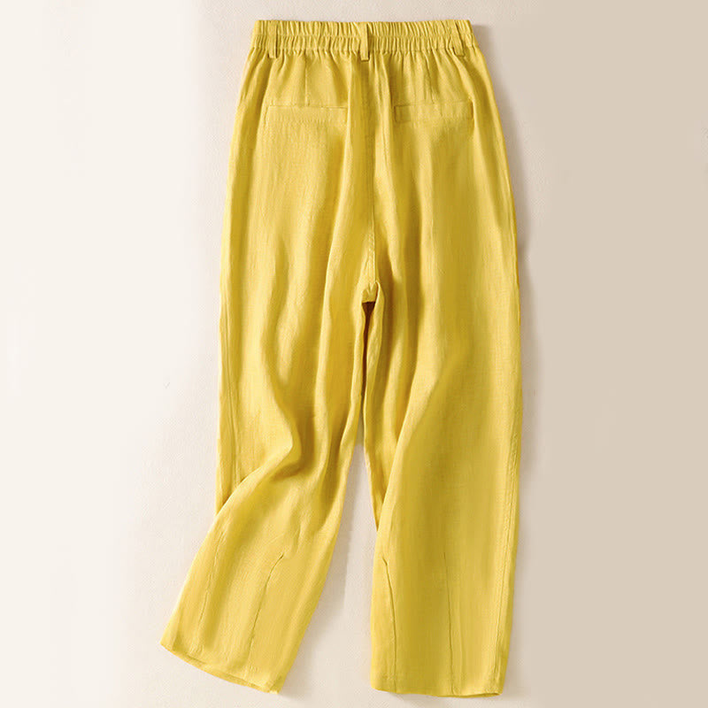 Buddha Stones Sommerhose für Damen, knöchellang, mit Knopfleiste und Reißverschluss sowie Taschen - image 2