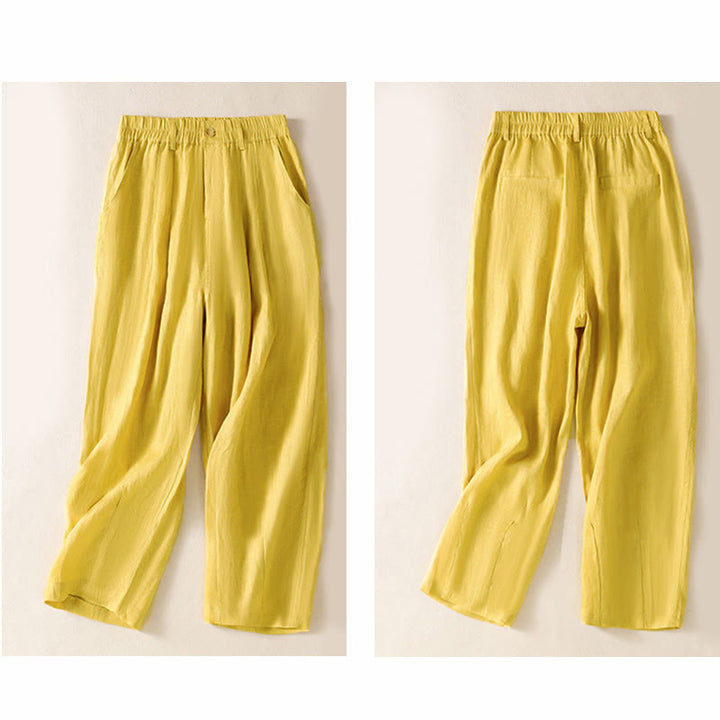 Buddha Stones Sommerhose für Damen, knöchellang, mit Knopfleiste und Reißverschluss sowie Taschen - image 3
