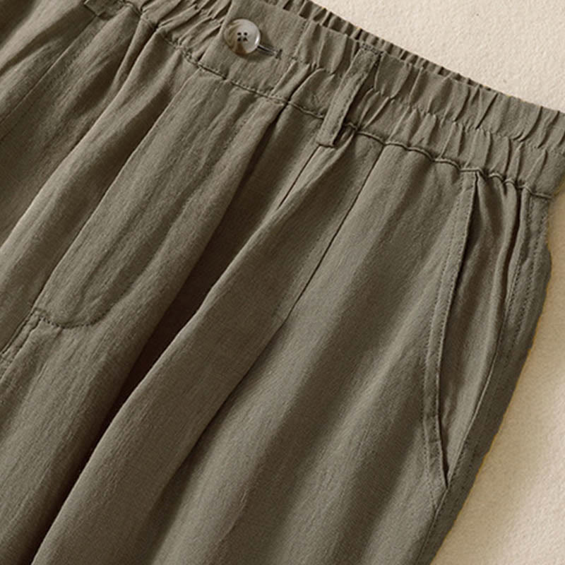 Buddha Stones Sommerhose für Damen, knöchellang, mit Knopfleiste und Reißverschluss sowie Taschen - image 24