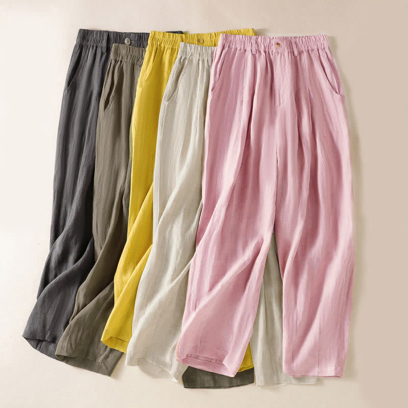 Buddha Stones Sommerhose für Damen, knöchellang, mit Knopfleiste und Reißverschluss sowie Taschen - image 0