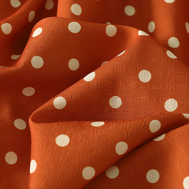 Buddha Stones Herbst-Midikleid mit Polka-Dot-Design, Rundhalsausschnitt, langen Ärmeln, aus Baumwolle, Damen - image 8