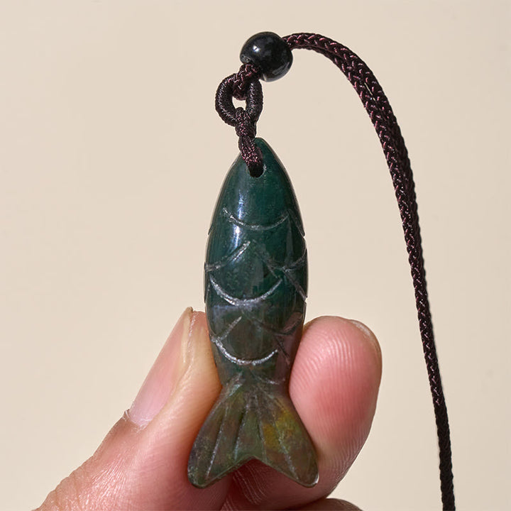 Buddha Stones Schnitzerei, Koi-Fisch, rosa Kristall, indischer Achat, Amethyst, Halskettenanhänger – Symbol für Wärme und Wohlstand - image 9