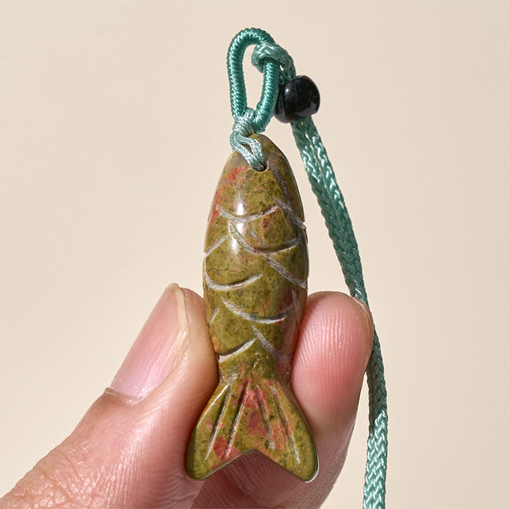 Buddha Stones Schnitzerei, Koi-Fisch, rosa Kristall, indischer Achat, Amethyst, Halskettenanhänger – Symbol für Wärme und Wohlstand - image 60