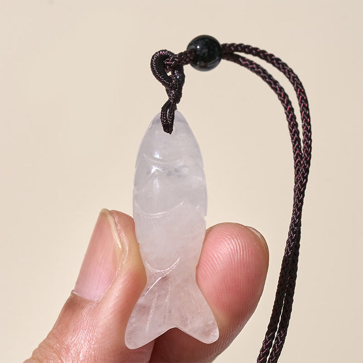 Buddha Stones Schnitzerei, Koi-Fisch, rosa Kristall, indischer Achat, Amethyst, Halskettenanhänger – Symbol für Wärme und Wohlstand - image 50