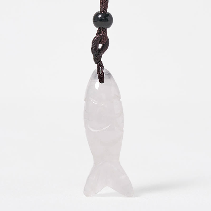 Buddha Stones Schnitzerei, Koi-Fisch, rosa Kristall, indischer Achat, Amethyst, Halskettenanhänger – Symbol für Wärme und Wohlstand - image 49