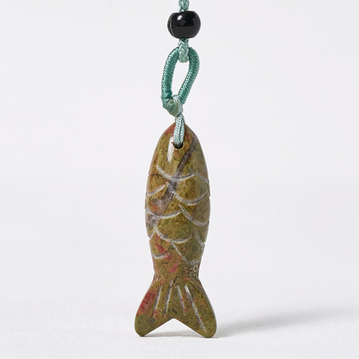 Buddha Stones Schnitzerei, Koi-Fisch, rosa Kristall, indischer Achat, Amethyst, Halskettenanhänger – Symbol für Wärme und Wohlstand - image 59