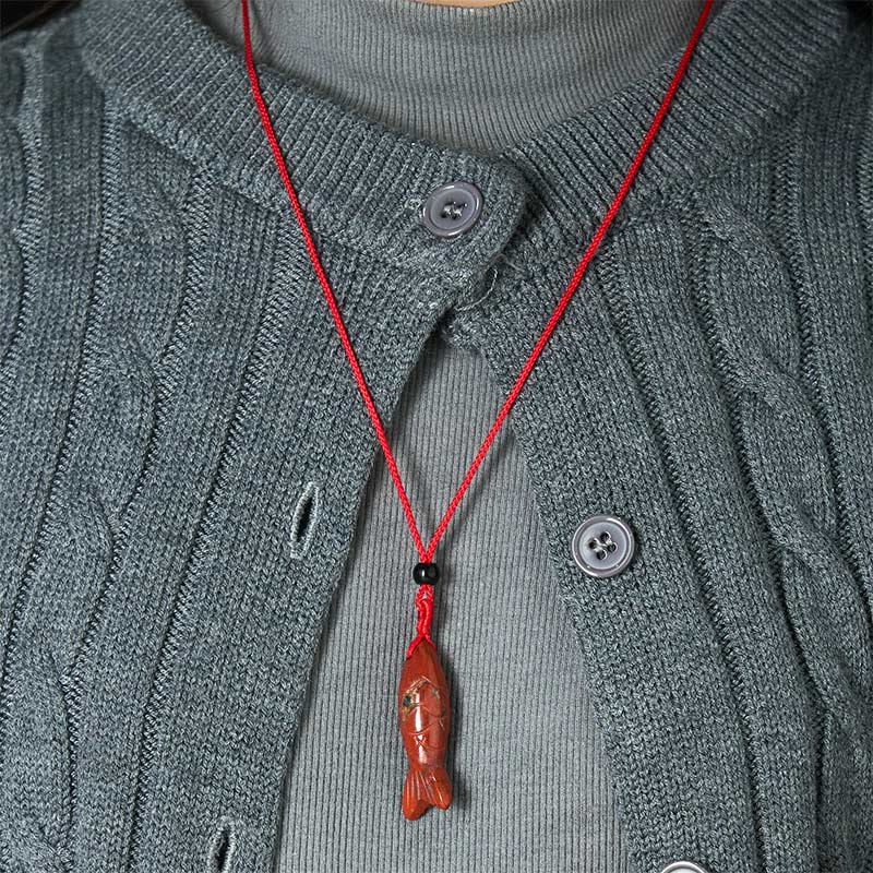 Buddha Stones Schnitzerei, Koi-Fisch, rosa Kristall, indischer Achat, Amethyst, Halskettenanhänger – Symbol für Wärme und Wohlstand - image 25