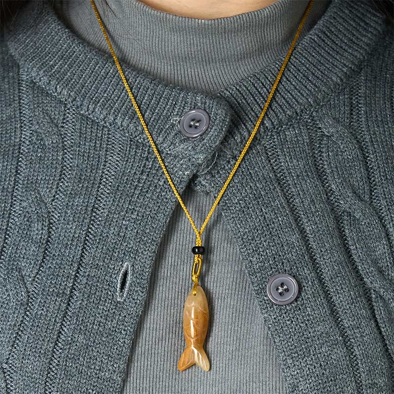 Buddha Stones Schnitzerei, Koi-Fisch, rosa Kristall, indischer Achat, Amethyst, Halskettenanhänger – Symbol für Wärme und Wohlstand - image 20