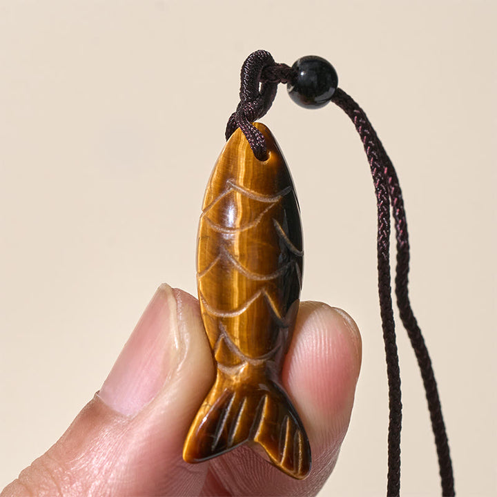 Buddha Stones Schnitzerei, Koi-Fisch, rosa Kristall, indischer Achat, Amethyst, Halskettenanhänger – Symbol für Wärme und Wohlstand - image 30