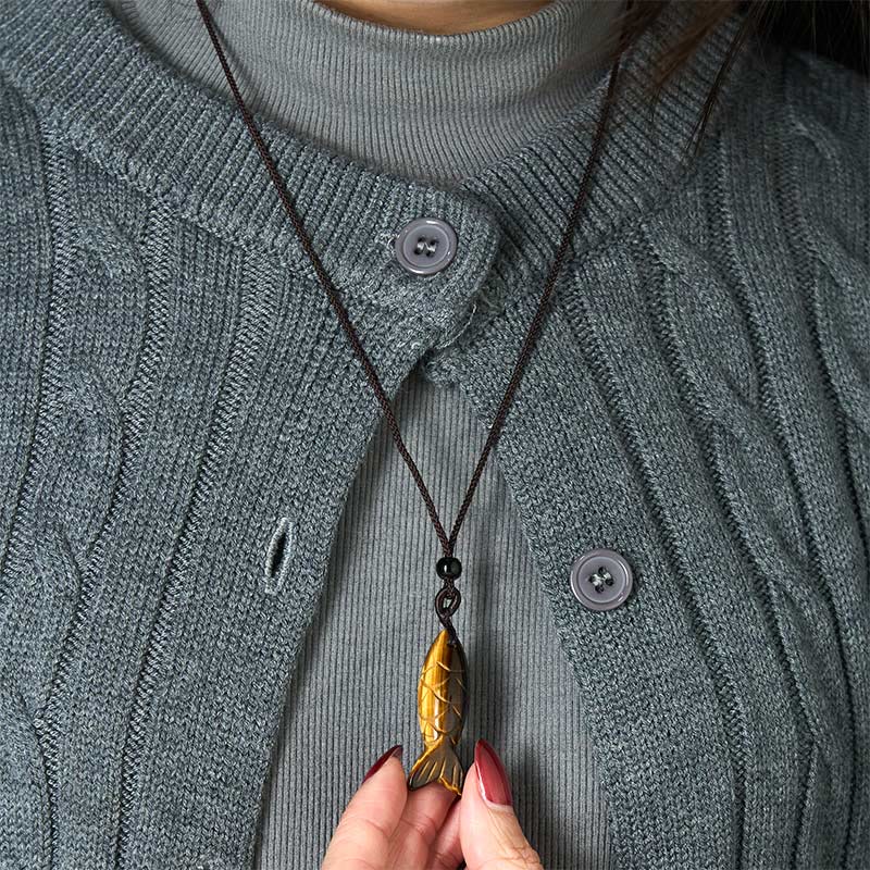 Buddha Stones Schnitzerei, Koi-Fisch, rosa Kristall, indischer Achat, Amethyst, Halskettenanhänger – Symbol für Wärme und Wohlstand - image 31